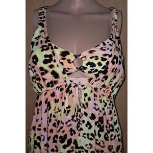 Bar III Maxi Dress Animal Print Sleeveless Swim Cover Up, Size XS, 57" Long